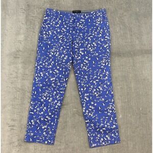 Banana Republic Hampton Blue Womens Size 6 Floral Ankle Pants Stretch Cotton
